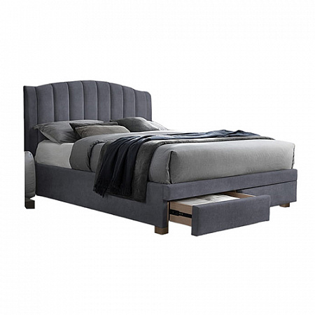 Кровать Signal EMOTION VELVET TAP. 142 (серый/дуб) 160/200 EMOTIONV160SZD