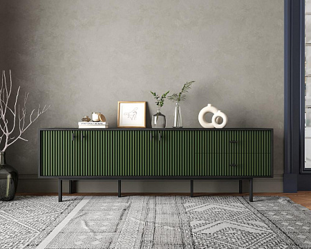 Комод с четырьмя дверками и двумя ящиками Emerson арт EM04/green/L