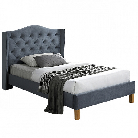 Кровать Signal ASPEN VELVET BLUVEL 14 (серый/дуб) 120/200 ASPENV120SZD