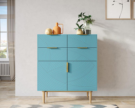 Большой комод с четырьмя ящиками и дверками Line LN17/GR1/blue