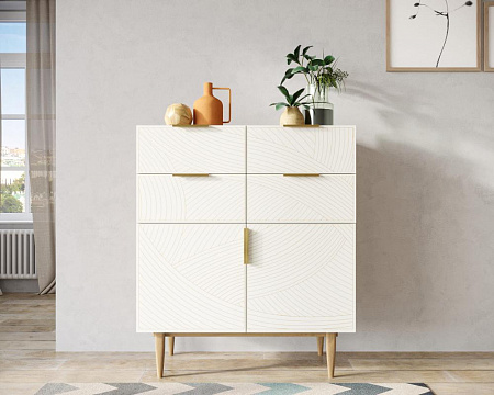 Большой комод с четырьмя ящиками и дверками Line LN17/GR1/beige