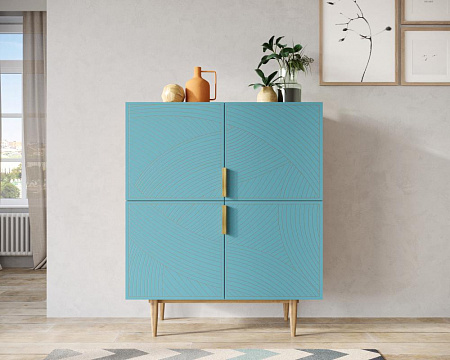 Большой комод с четырьмя дверками Line LN03/GR1/blue