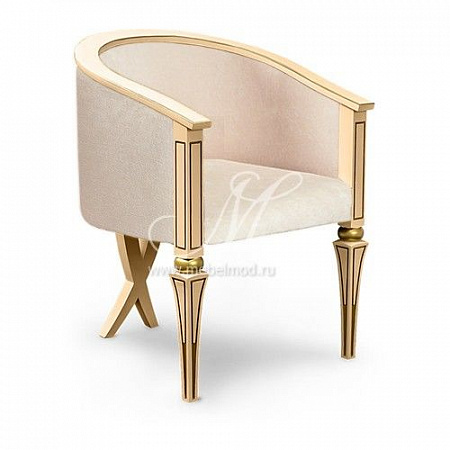 Кресло Zzibo 150 слоновая кость с золотом (ткань Velvet lux 02)