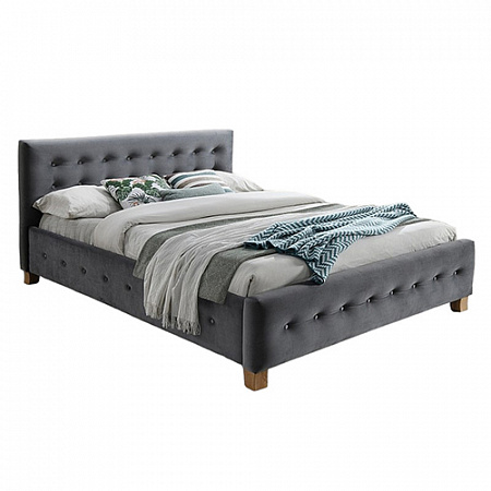Кровать Signal BARCELONA VELVET BLUVEL 14 (серый/дуб) 160/200 BARCELONAV160SZD