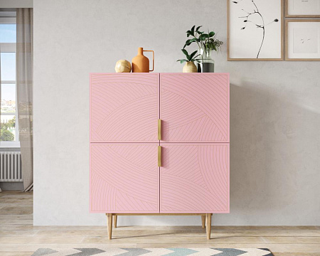 Большой комод с четырьмя дверками Line LN03/GR1/pink