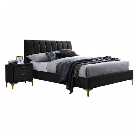 Кровать Signal MIRAGE VELVET TAP. 186 (черный/золотой) 160/200 MIRAGEV160C